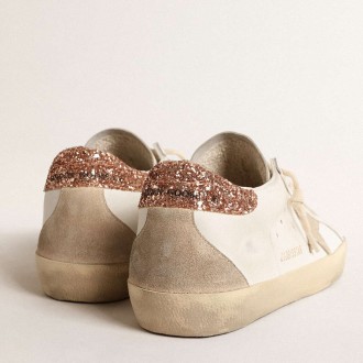 Golden Goose Women's Super-Star Sneakers With A Suede Star And Peach-pink Glitter Heel Tab GWF00102.F004489.11471