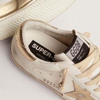 Golden Goose Women's Super-Star Sneakers With Gold Sparkle Foxing And Metal Stud Lettering GWF00101.F000316.10272