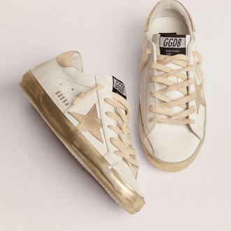 Golden Goose Women's Super-Star Sneakers With Gold Sparkle Foxing And Metal Stud Lettering GWF00101.F000316.10272