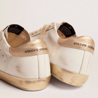 Golden Goose Women's Super-Star Sneakers With Gold Sparkle Foxing And Metal Stud Lettering GWF00101.F000316.10272