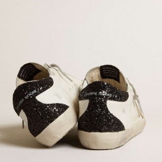 Golden Goose Women's Super-Star Sneakers With Gold Star And Black Glitter Heel Tab GWF00102.F005076.11538