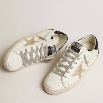 Golden Goose Women's Super-Star Sneakers With Gold Star And Black Glitter Heel Tab GWF00102.F005076.11538