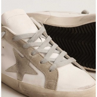 Golden Goose Women's Super-Star Sneakers With Gray Suede Star And Heel Tab GWF00101.F000417.10276