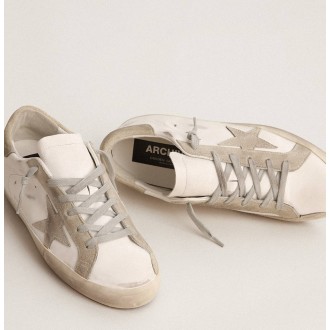 Golden Goose Women's Super-Star Sneakers With Gray Suede Star And Heel Tab GWF00101.F000417.10276