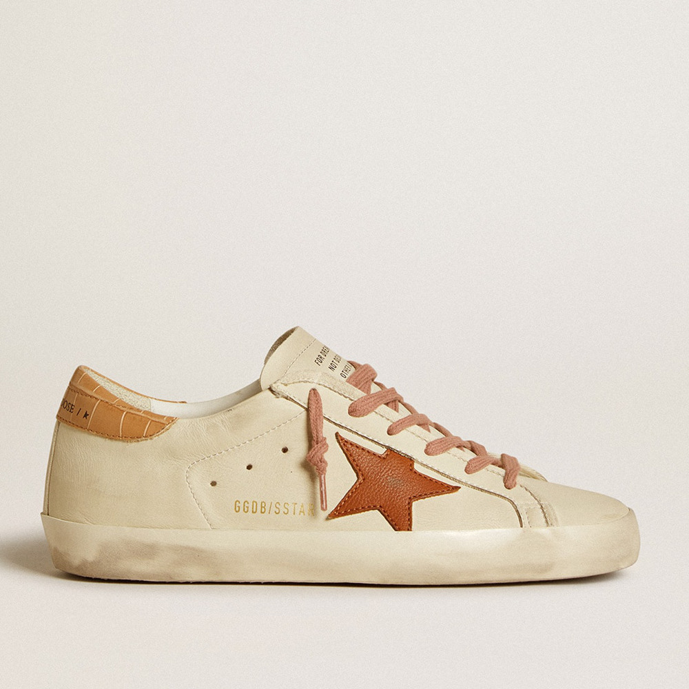 Golden Goose Women's Super-Star Sneakers With Leather Star And Crocodile-print Leather Heel Tab GWF00101.F006546.12117