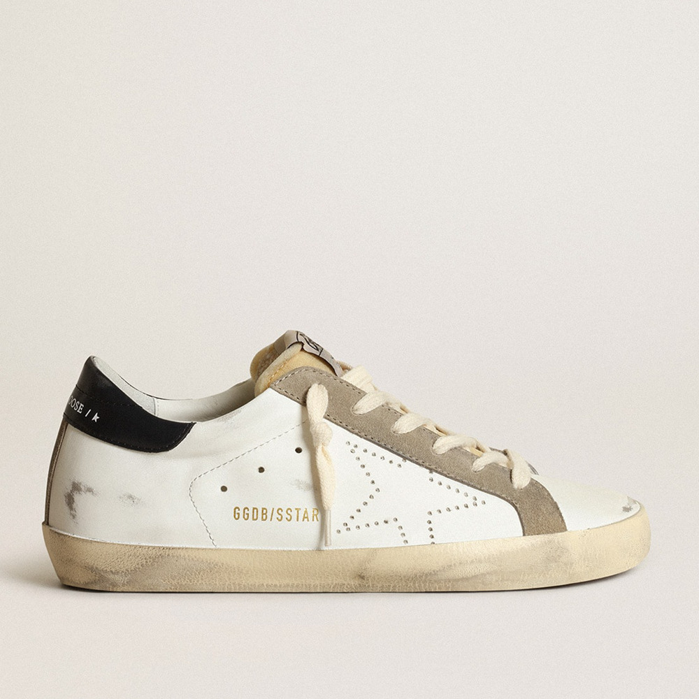 Golden Goose Women's Super-Star Sneakers With Perforated Star And Midnight Blue Heel Tab GWF00360.F003184.81753