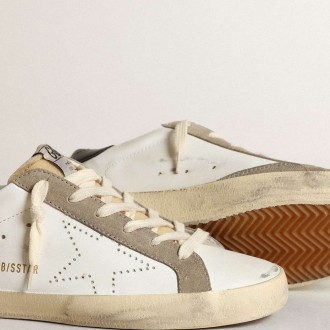 Golden Goose Women's Super-Star Sneakers With Perforated Star And Midnight Blue Heel Tab GWF00360.F003184.81753