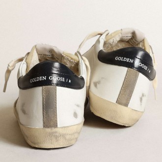 Golden Goose Women's Super-Star Sneakers With Perforated Star And Midnight Blue Heel Tab GWF00360.F003184.81753