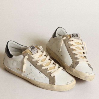 Golden Goose Women's Super-Star Sneakers With Perforated Star And Midnight Blue Heel Tab GWF00360.F003184.81753