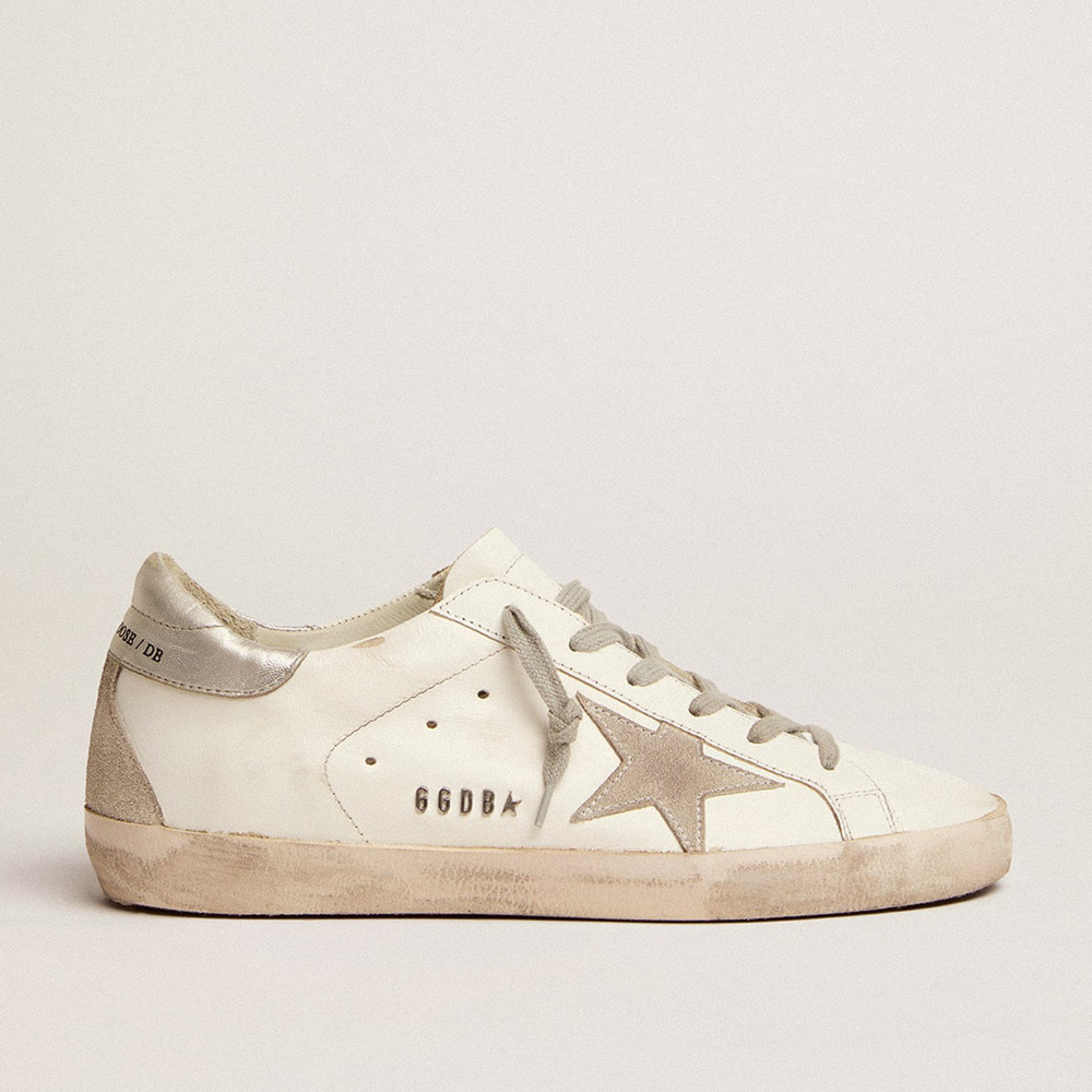 Golden Goose Women's Super-Star Sneakers With Silver Heel Tab And Metal Stud Lettering GWF00102.F000317.10273