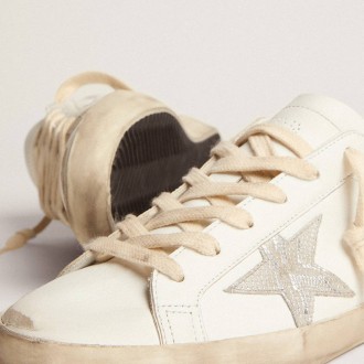 Golden Goose Women's Super-Star Sneakers With Silver Leather Star And Snake Print GWF00102.F002785.10358