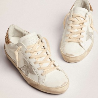 Golden Goose Women's Super-Star Sneakers With Silver Leather Star And Snake Print GWF00102.F002785.10358