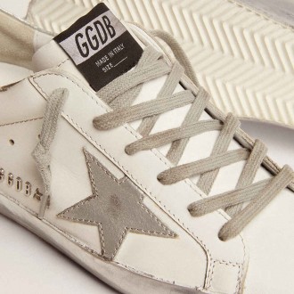 Golden Goose Women's Super-Star Sneakers With Silver Sparkle Foxing And Metal Stud Lettering GWF00101.F000314.80185