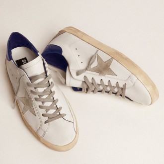 Golden Goose Women's Super-Star Sneakers With Suede Star And Blue Heel Tab GWF00102.F000311.10270