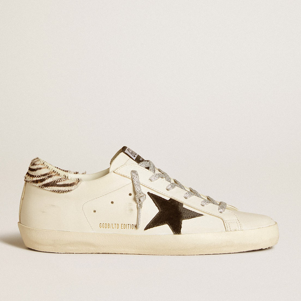 Golden Goose Women's Super-Star Sneakers With Suede Star And In Pony Skin Heel Tab GWF00101.F006454.81776