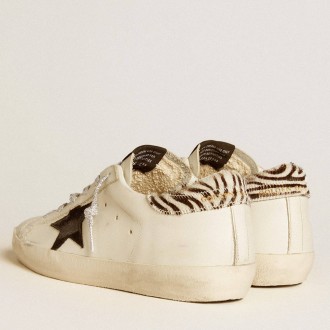 Golden Goose Women's Super-Star Sneakers With Suede Star And In Pony Skin Heel Tab GWF00101.F006454.81776