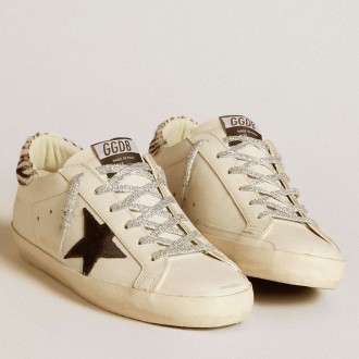 Golden Goose Women's Super-Star Sneakers With Suede Star And In Pony Skin Heel Tab GWF00101.F006454.81776