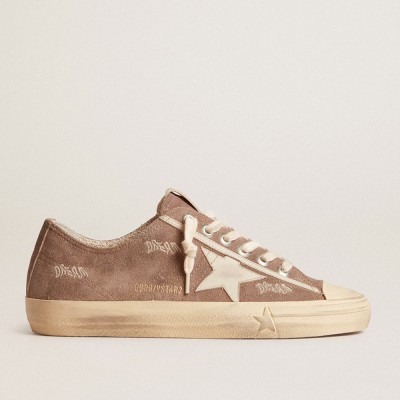 Golden Goose Women's V-Star Sneakers In Dove-gray Suede With Light Gray Leather Star GWF00129.F005902.55597