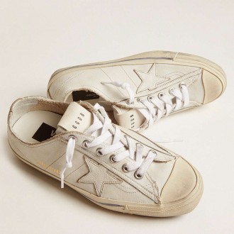 Golden Goose Women's V-Star Sneakers In Vintage Effect Leather GWF00129.F000334.10100