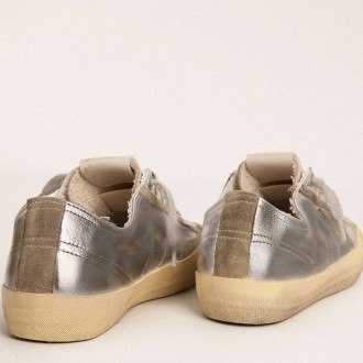 Golden Goose Women's V-Star Sneakers LTD In Silver Laminated Leather GWF00129.F003091.70136