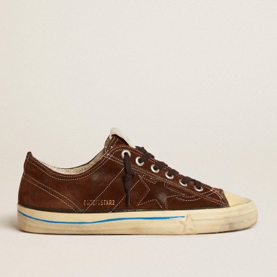 Golden Goose Women's V-Star Sneakers LTD In Suede With Brown Star GWF00129.F003092.55480