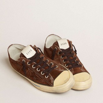 Golden Goose Women's V-Star Sneakers LTD In Suede With Brown Star GWF00129.F003092.55480